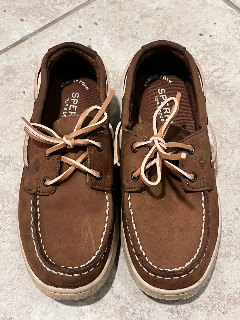 Sperry Cup II Leather Boys Boat Shoes WORN 1X WOW 1.5